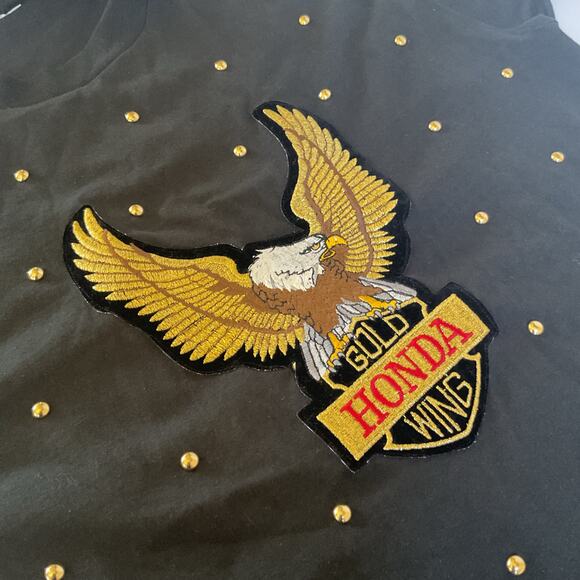 Vintage 80s/ 90s Honda Gold Wing Eagle T-Shirt Black Size XL 23x30 Motorcycle - Picture 3 of 7